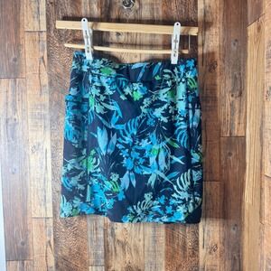 Chicos Zenergy Skort 00‎ US 2 Blue Green Floral Print Activewear Tennis Golf